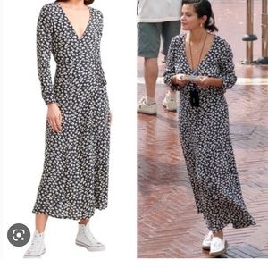 Ganni floral wrap dress!(as seen on Selena gomez!)